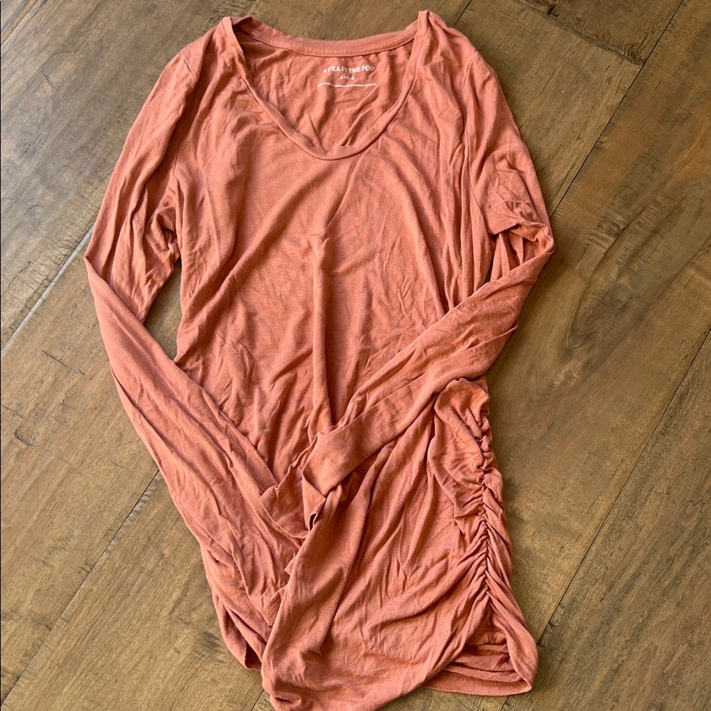 A pea in the pod Women's Rust Long Sleeve maternity Top